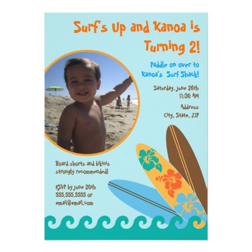 Surf S Up Birthday Party Invitations Surf S Up Birthday Invitation 5 X 7 Blue