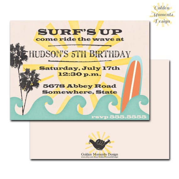 Surf S Up Birthday Party Invitations Surf S Up Birthday Invitation Beach Party by