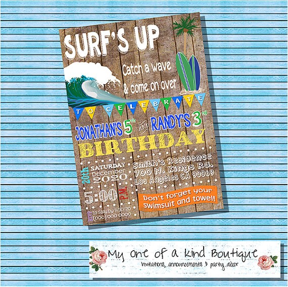 Surf S Up Birthday Party Invitations Surf S Up Birthday Party Invitation Pool Party Invite