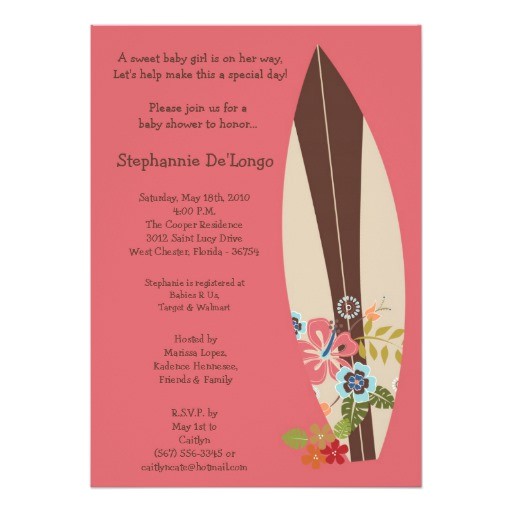Surfer Baby Shower Invitations 5×7 Surfer Baby Surf Boards Baby Shower Invitation