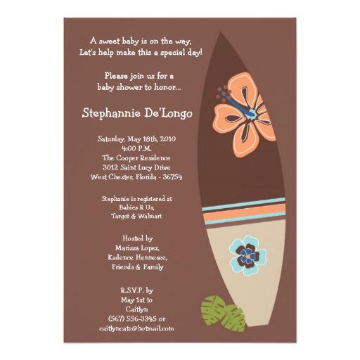 Surfer Baby Shower Invitations 5×7 Surfer Baby Surf Boards Baby Shower Invitation