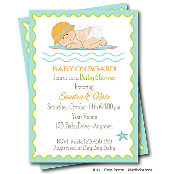 Surfer Baby Shower Invitations Surf Baby Shower Invitation Baby On Board Surfer