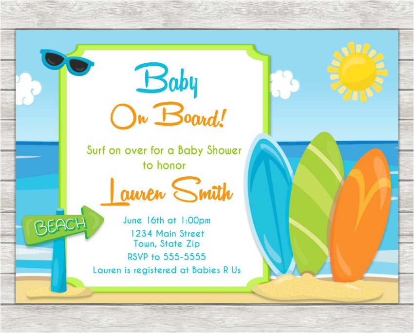 Surfer Baby Shower Invitations Surf Baby Shower Invitation Surfing Surfer Boy Invite