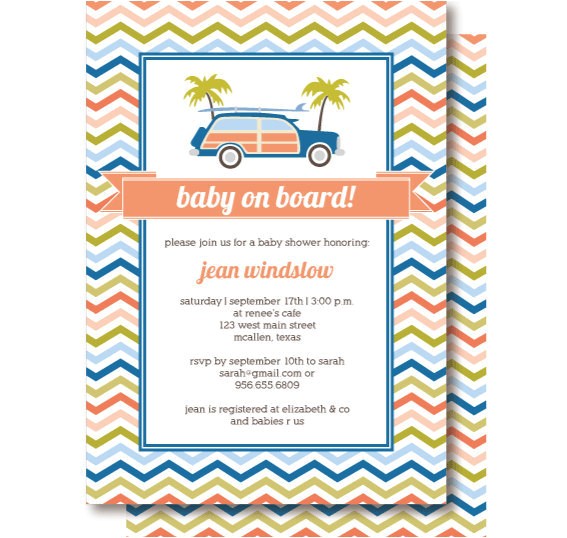 Surfer Baby Shower Invitations Surfer Baby Shower Invitation Baby On Board