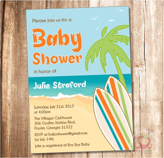 Surfer Baby Shower Invitations Surfer Baby Shower Invitation Printable Beach Baby Shower