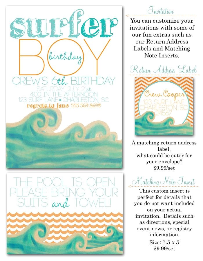 Surfer Boy Baby Shower Invitations Surfer Boy Surf Party Invites Surfs Up Surfer