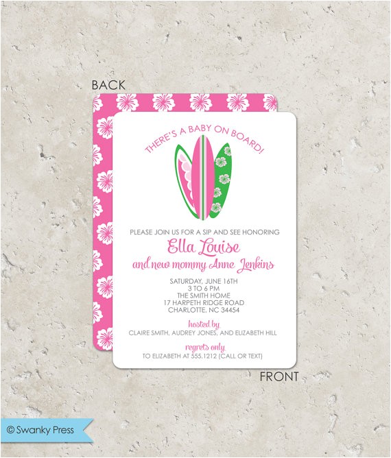 Surfer Girl Baby Shower Invitations Baby Shower Invitation Baby On Board Surfer Girl Sip Surfer Girl Baby Shower Invitations Baby Shower Invitation Baby On Board Surfer Girl Sip