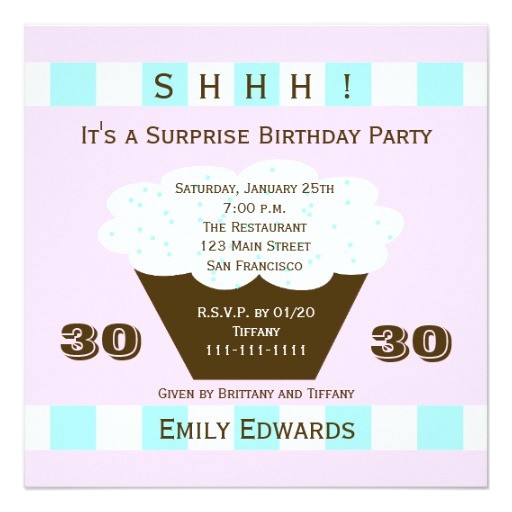 Surprise 30th Birthday Invitations Cupcake 30th Surprise Birthday Party Invitation