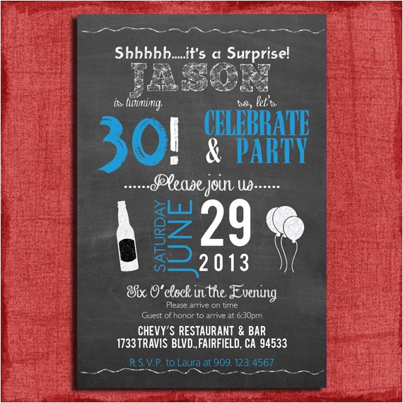 Surprise 30th Birthday Invitations Surprise 21st 30th 40th 50th Chalkboard Style Birthday