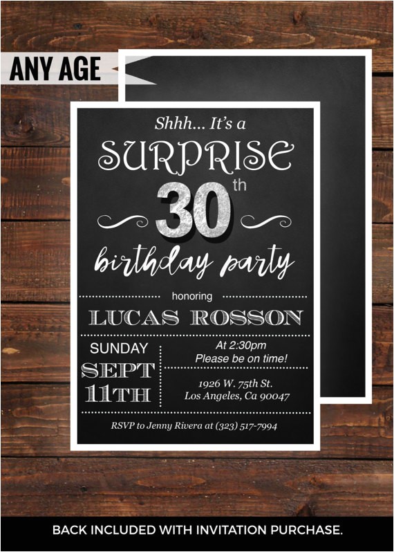 Surprise 30th Birthday Invitations Surprise 30th Birthday Invitations for Him Mens 30th