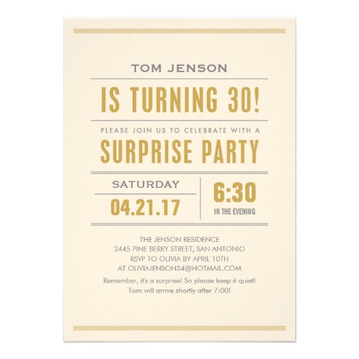 Surprise 30th Birthday Party Invitation Wording Big Type 30th Birthday Surprise Party Invitations 5" X 7