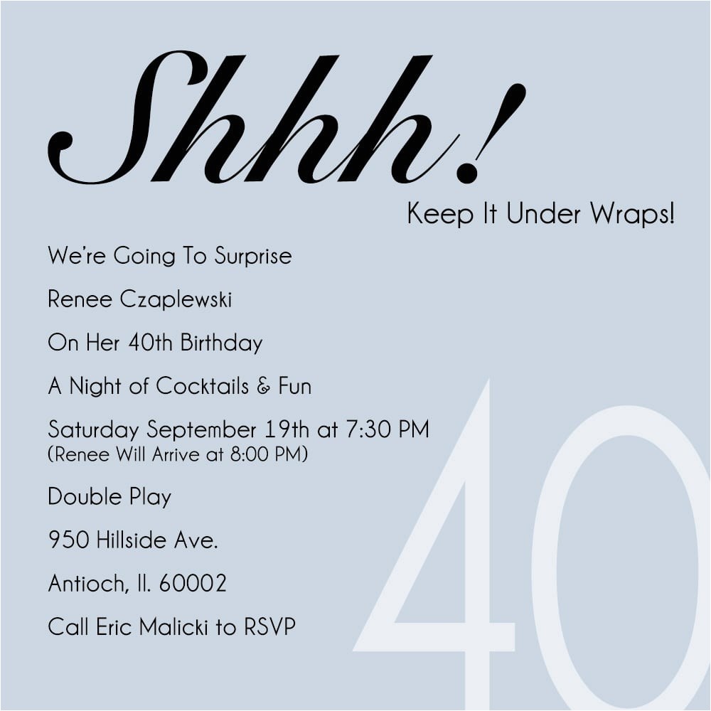 Surprise 40th Birthday Party Invitations Templates Free 40th Party Invitation Template Free