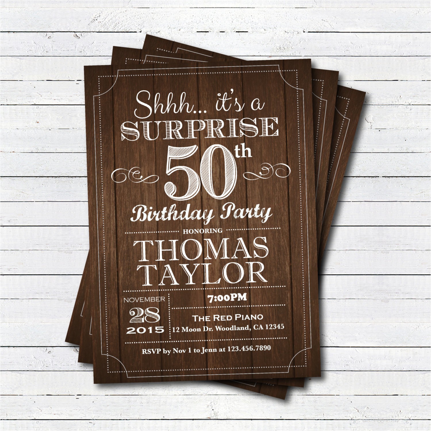 Surprise 50th Birthday Invites Surprise 50th Birthday Invitation Adult Man Any Age