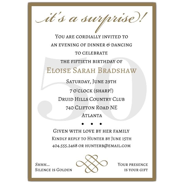 Surprise 50th Birthday Party Invites Classic 50th Birthday Gold Surprise Party Invitations