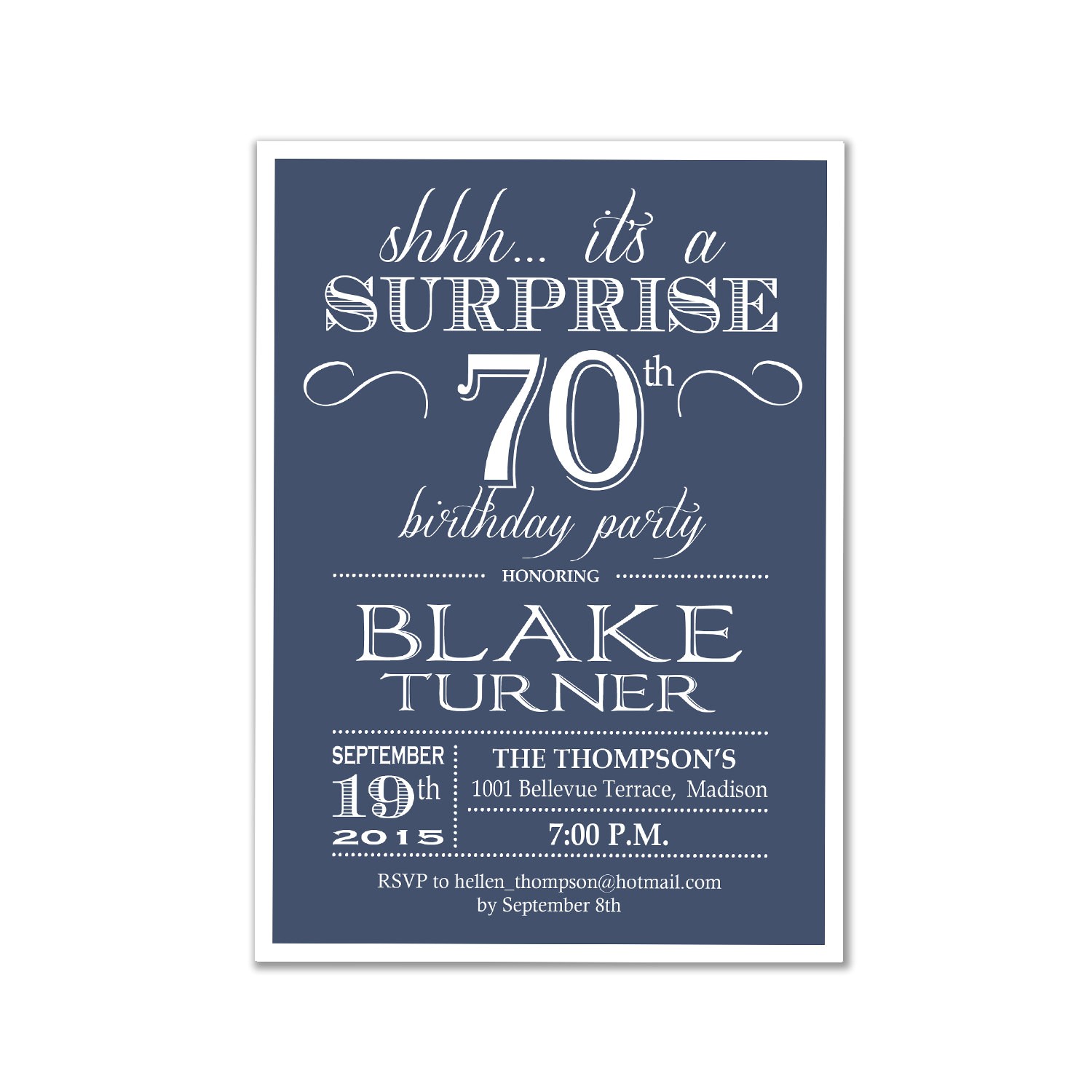 Surprise 70th Birthday Invitation Wording Surprise 70th Birthday Invitation 80th 90th Any Age
