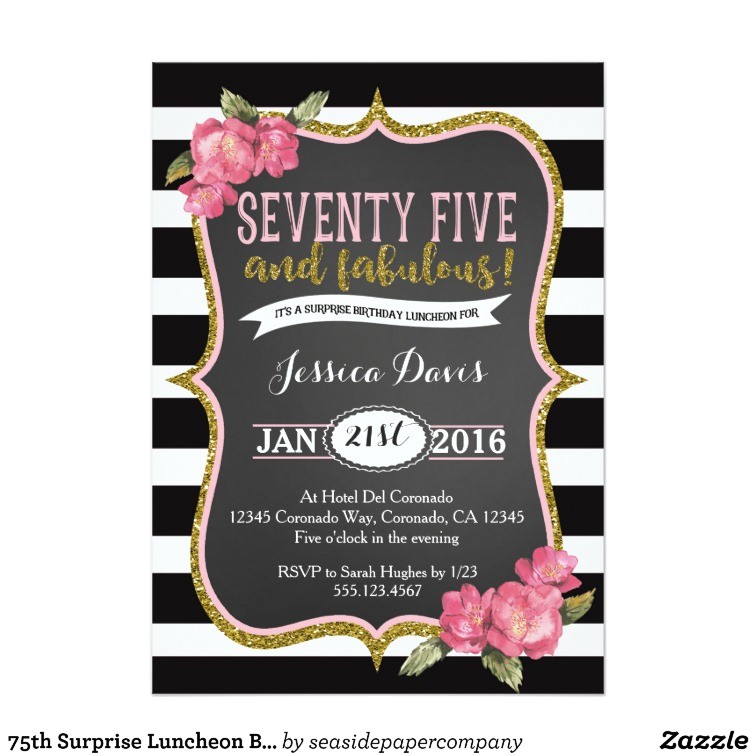 Surprise 75th Birthday Invitation Templates 75th Surprise Luncheon Birthday Party Invitation Zazzle Surprise 75th Birthday Invitation Templates 75th Surprise Luncheon Birthday Party Invitation Zazzle
