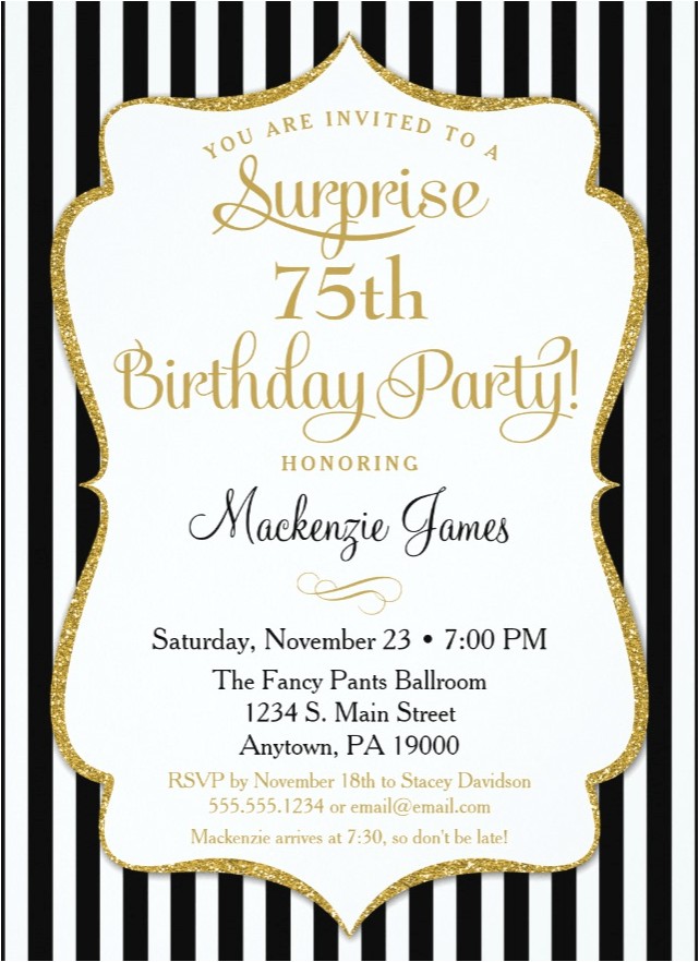 Surprise 75th Birthday Invitations Wording 75th Birthday Invitations 50 Gorgeous 75th Party Invites