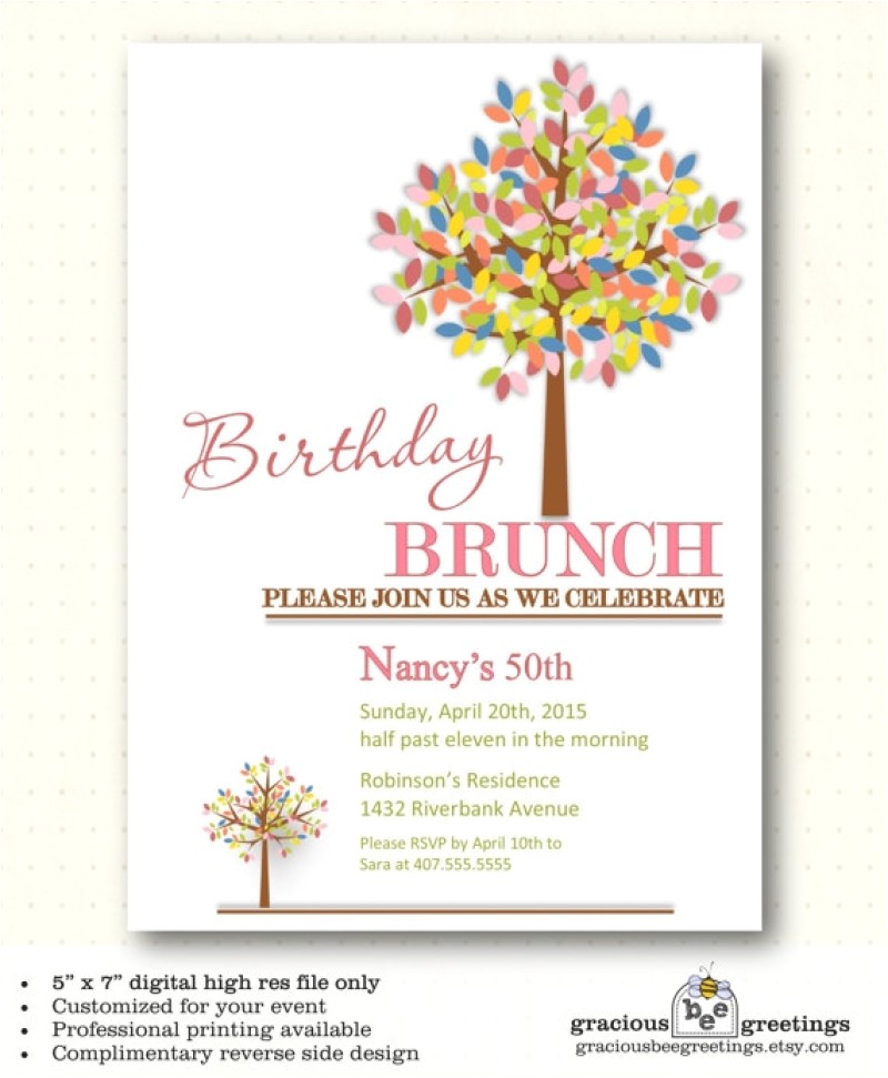 Surprise Birthday Brunch Invitations Birthday Brunch Invitations