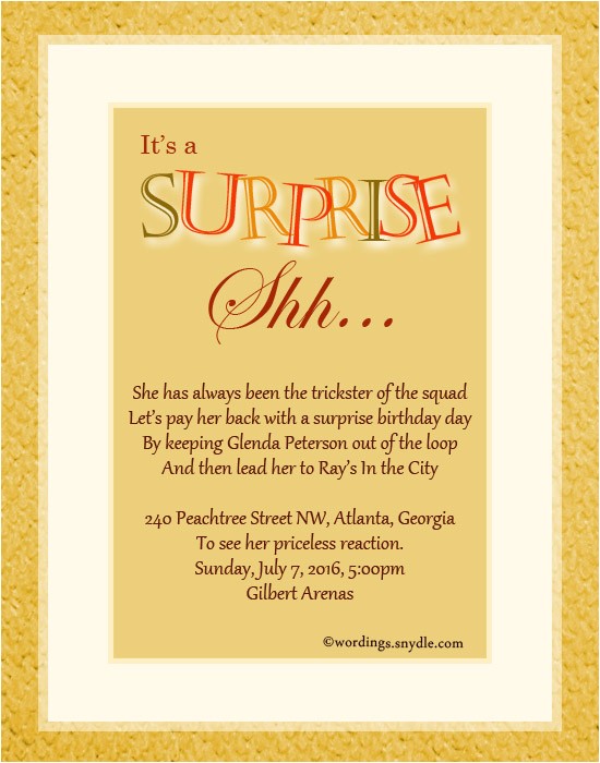 Surprise Birthday Invitation Wording Surprise Birthday Party Invitation Wording Wordings and