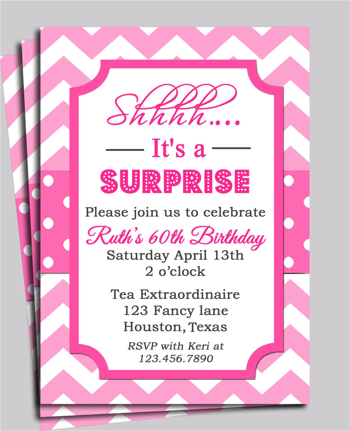 Surprise Bridal Shower Invitation Wording Chevron Invitation Printable or Free Shipping You Pick