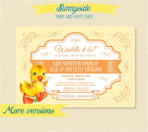 Surprise Gender Baby Shower Invitations Duck Baby Shower Invitation Duckling Printable Invite