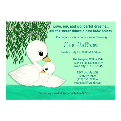 Swan Baby Shower Invitations Personalized Swan Baby Shower Invitations