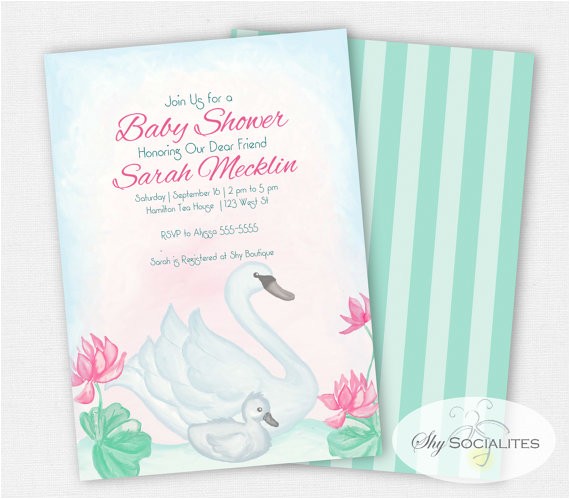Swan Baby Shower Invitations Swan Baby Shower Invitation Baby Mommy Swan Cygnet Swan