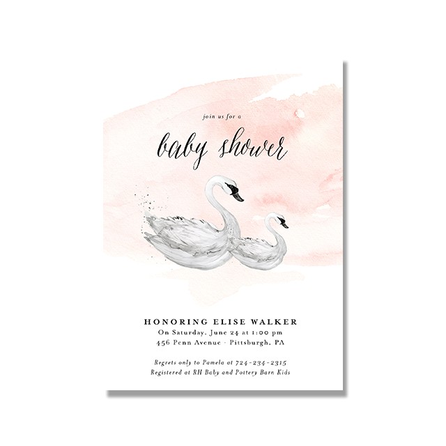 Swan Baby Shower Invitations Swan Watercolor Baby Shower Invitation