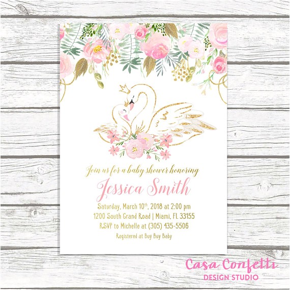 Swan Princess Baby Shower Invitations Swan Baby Shower Invitation Swan Invitation Swan