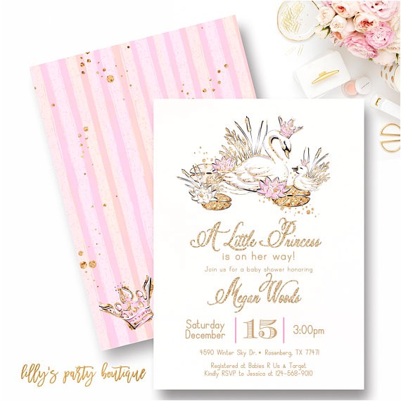 Swan Princess Baby Shower Invitations Swan Baby Shower Invitation Swan Princess Baby Shower