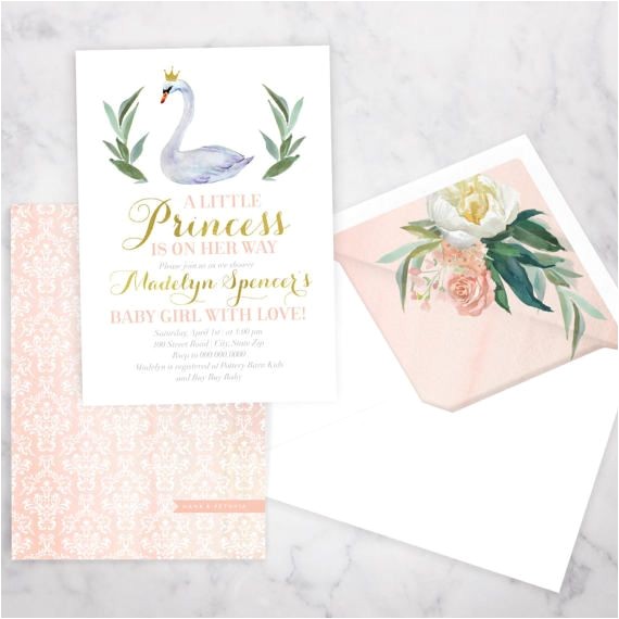 Swan Princess Baby Shower Invitations Swan Princess Baby Shower Invitation Little Princess Baby