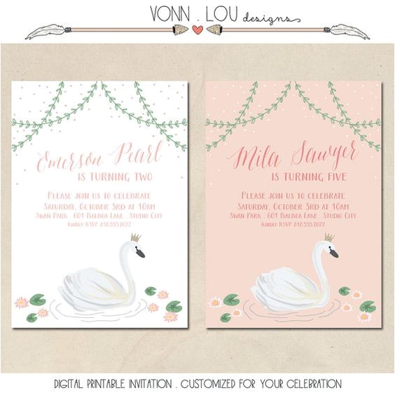 Swan themed Baby Shower Invitations Swan Invitation Swan Party theme Birthday Baby Swan themed Baby Shower Invitations Swan Invitation Swan Party theme Birthday Baby