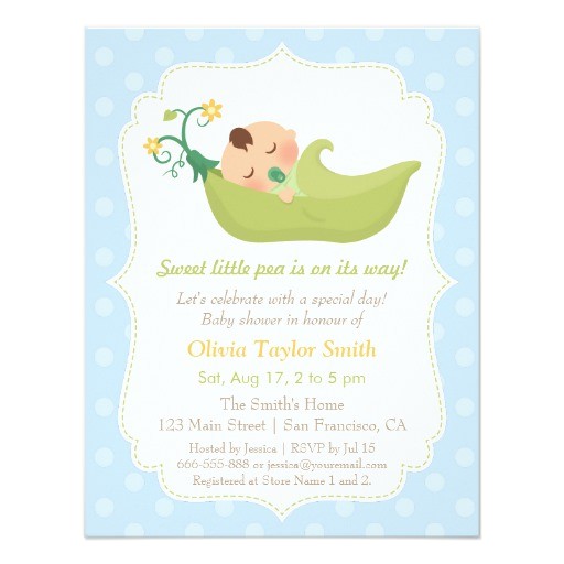 Sweet Pea Baby Shower Invitations Sweet Pea In A Pod Baby Boy Shower Invitations