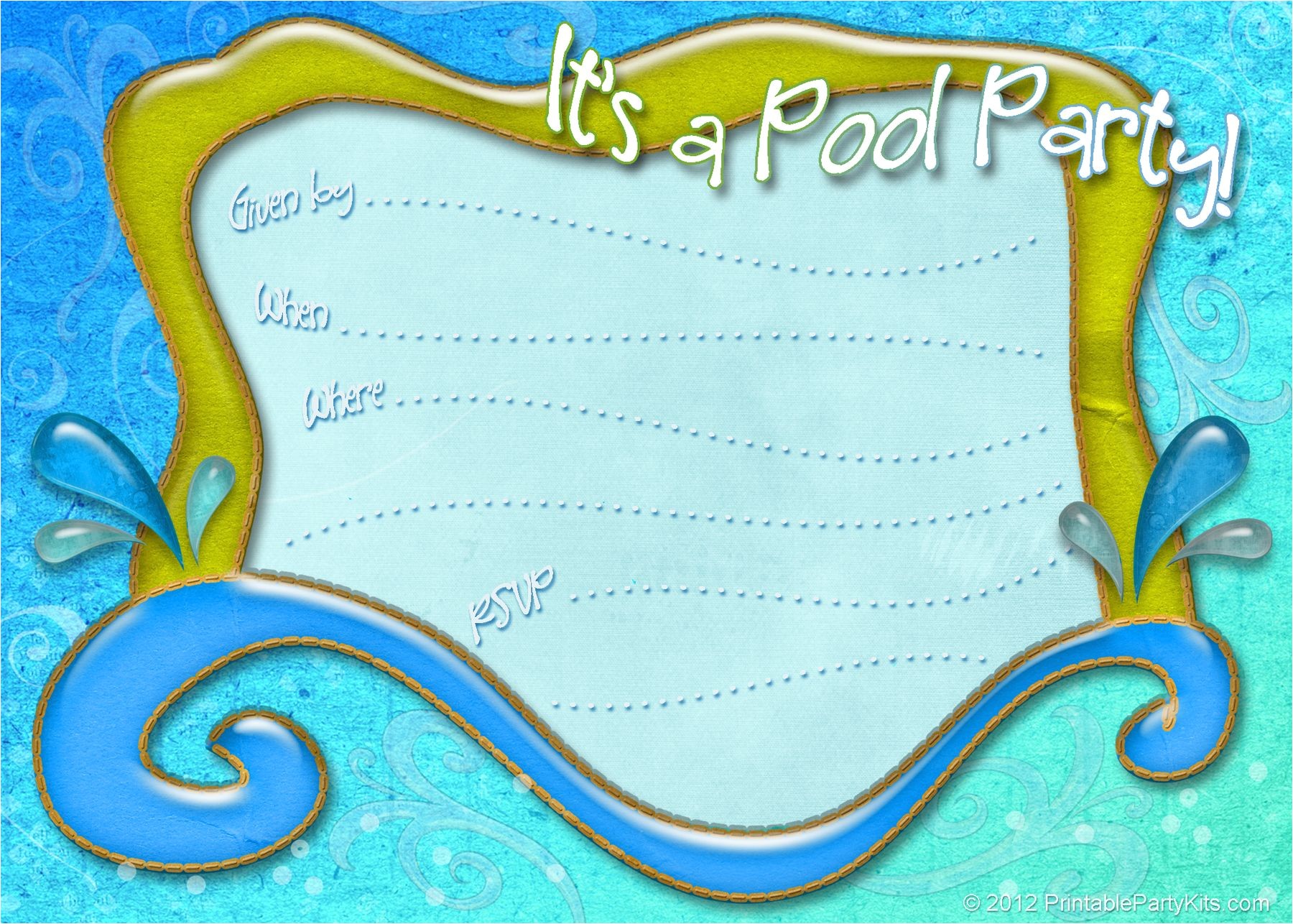 Swimming Pool Party Invitation Free Template Free Printable Pool Party Invitation Template From