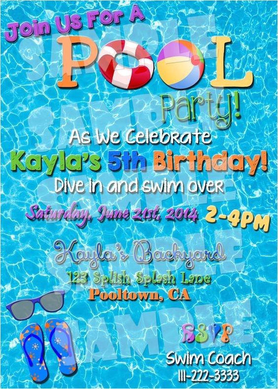 Swimming Pool Party Invitation Ideas Pool Party Invite Pool Party Invitation Summertime