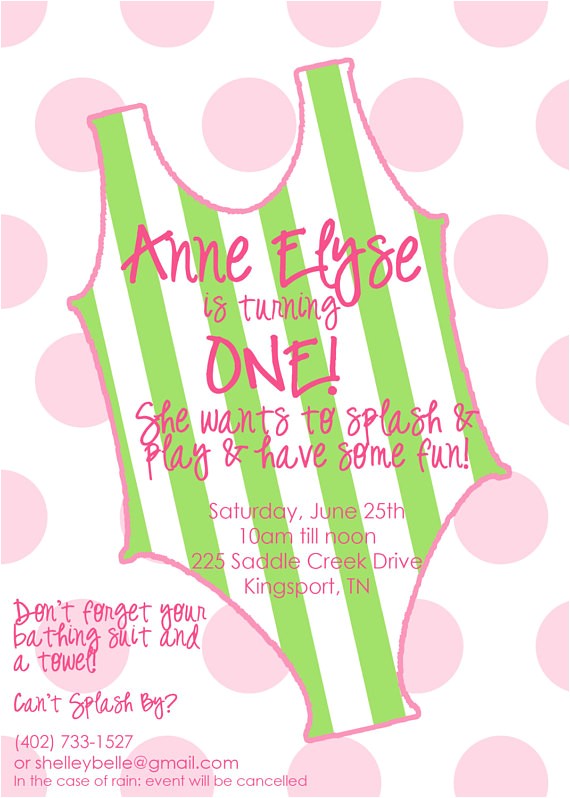 Swimsuit Party Invitations Bathing Suit Birthday Party Invitation Digital by Peachymommy