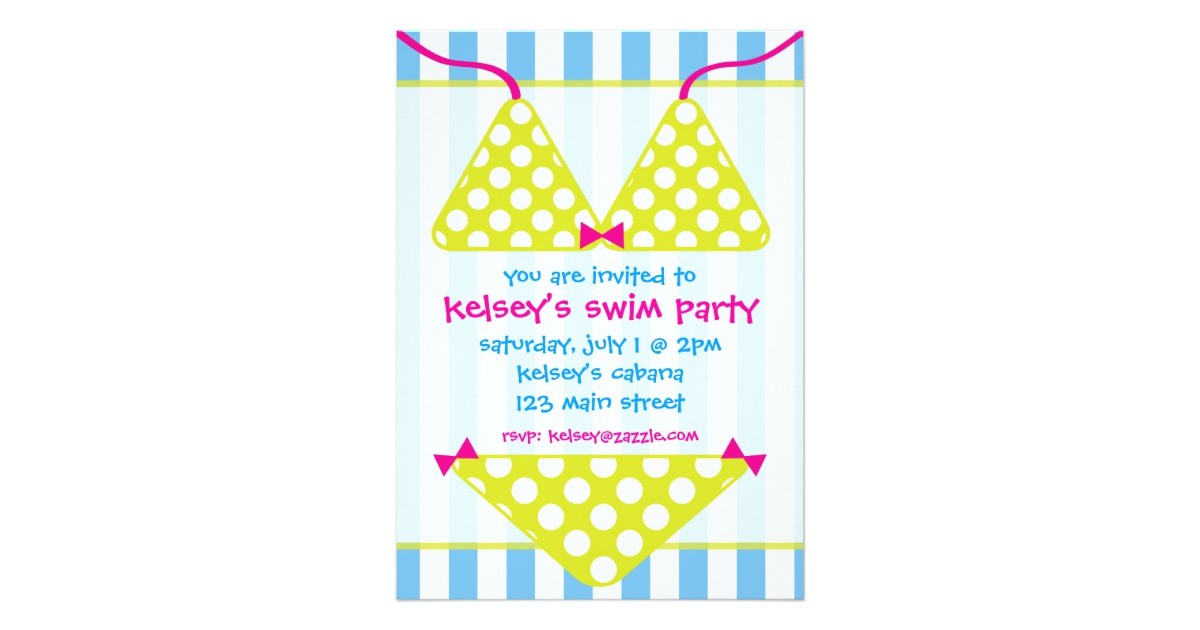 Swimsuit Party Invitations Bikini Swimsuit Swim Pool Party Invitations