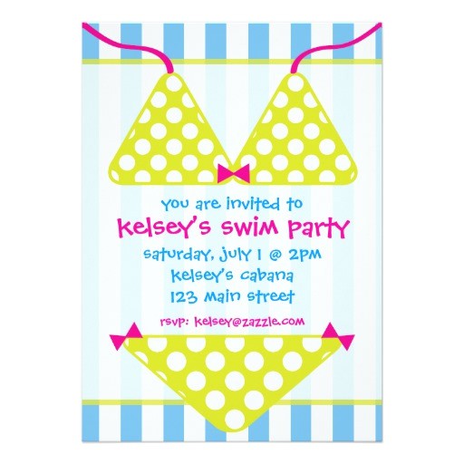 Swimsuit Party Invitations Bikini Swimsuit Swim Pool Party Invitations