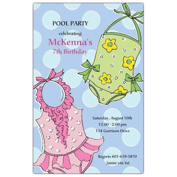 Swimsuit Party Invitations Girl Swimsuit Birthday Invitations