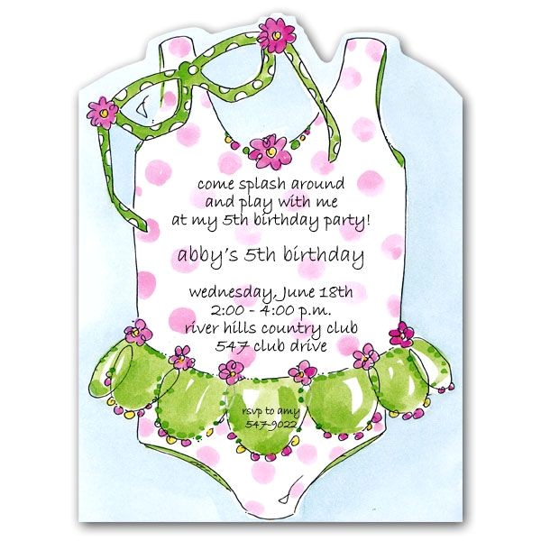 Swimsuit Party Invitations Girly Swimsuit and Glasses Birthday Invitations