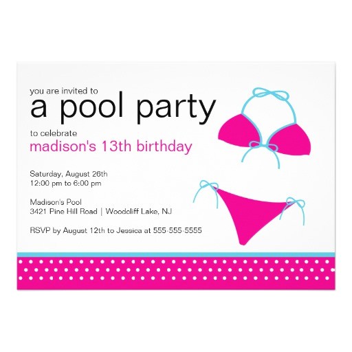 Swimsuit Party Invitations Swimsuit Pool Party Birthday Invitation 13 Cm X 18 Cm
