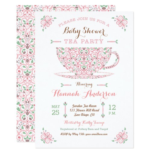 Tea Party Baby Shower Invites Baby Shower Tea Party Baby Girl Ii Invitation