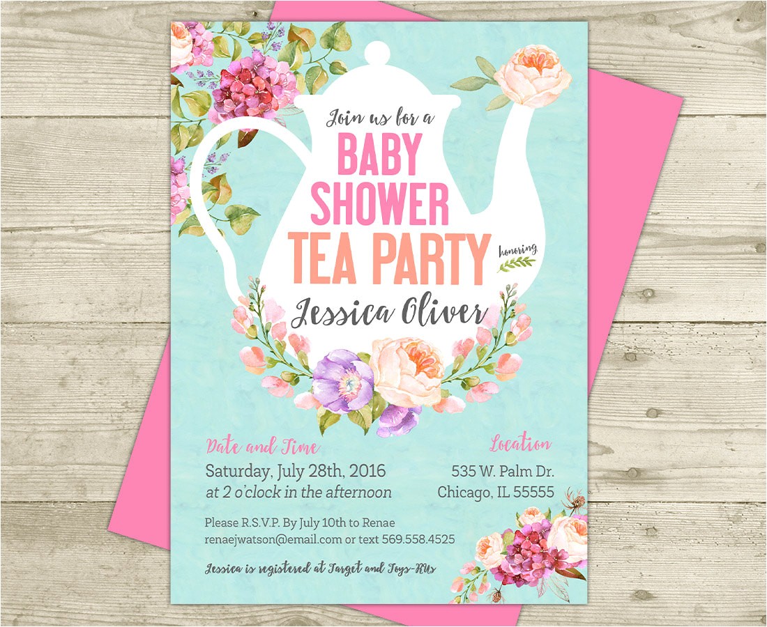 Tea Party Baby Shower Invites Tea Party Baby Shower Invitation Floral Shabby Girl Baby