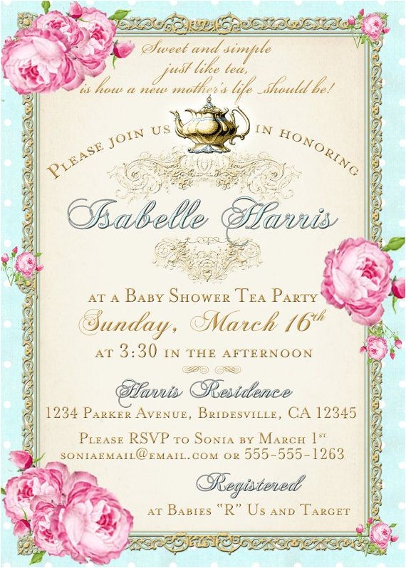 Tea Party Baby Shower Invites Tea Party Baby Shower Tea Party Invitation Floral by