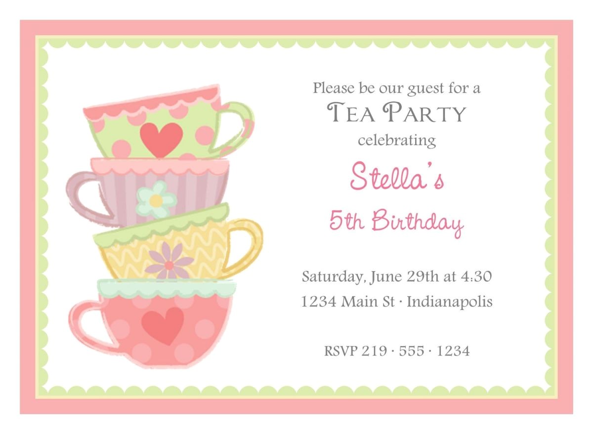 Tea Party Invitation Template Free Free afternoon Tea Party Invitation Template