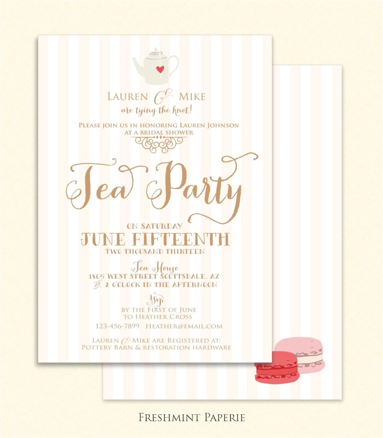 Tea Party themed Bridal Shower Invitations Bridal Shower Tea Party Invitations Party Invitations