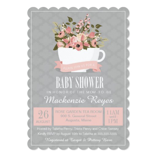 Teacup Baby Shower Invitations Floral Teacup Baby Shower Invitation Tea Party Card