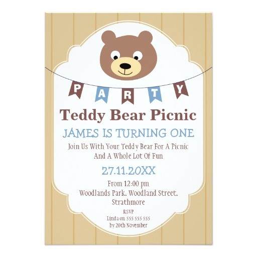 Teddy Bear First Birthday Invitations Boys Teddy Bear Picnic 1st Birthday Invitation Zazzle