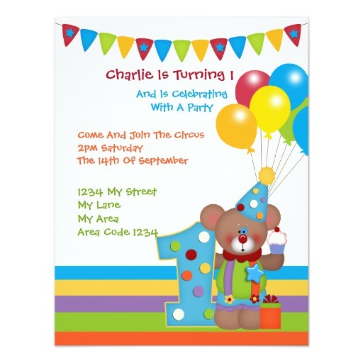 Teddy Bear First Birthday Invitations Teddy Bear Clown First Birthday Party Custom Invitation Teddy Bear First Birthday Invitations Teddy Bear Clown First Birthday Party Custom Invitation