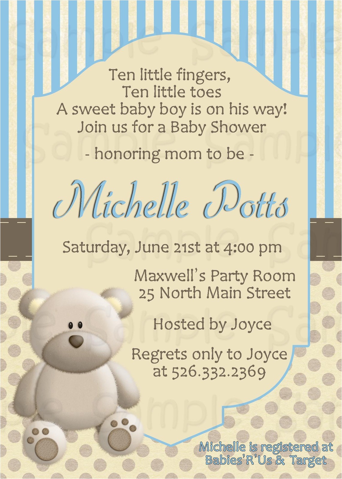 Teddy Bear Invitations for Baby Shower Blue Teddy Bear Baby Shower Invitation Personalized